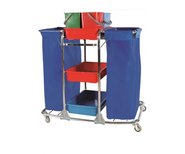 Krom Kat Hizmet Arabası Çift Torbalı